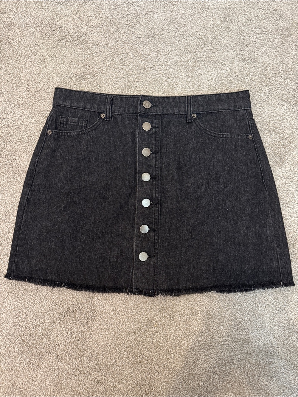 Mud Pie Black Button-Front Denim Mini Skirt